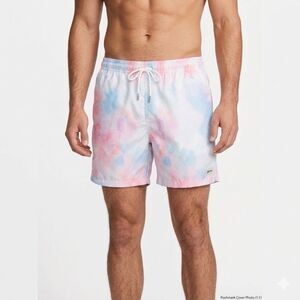 Bather Men's Swim Trunks XL Pink Blue Tie Dye Watercolor Mesh Lined 5.5" Inseam